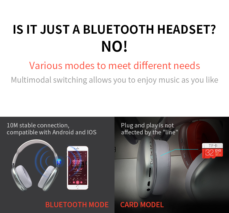 Auscultadores Bluetooth Sem Fios HIFI Estéreo